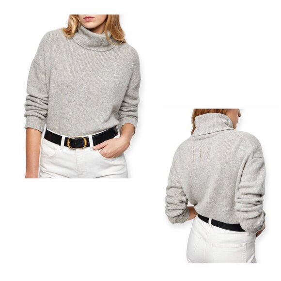 Nili Lotan Zoe Turtleneck Sweater, Gray, Wool Blend, Size S, Oversized - Picture 1 of 14